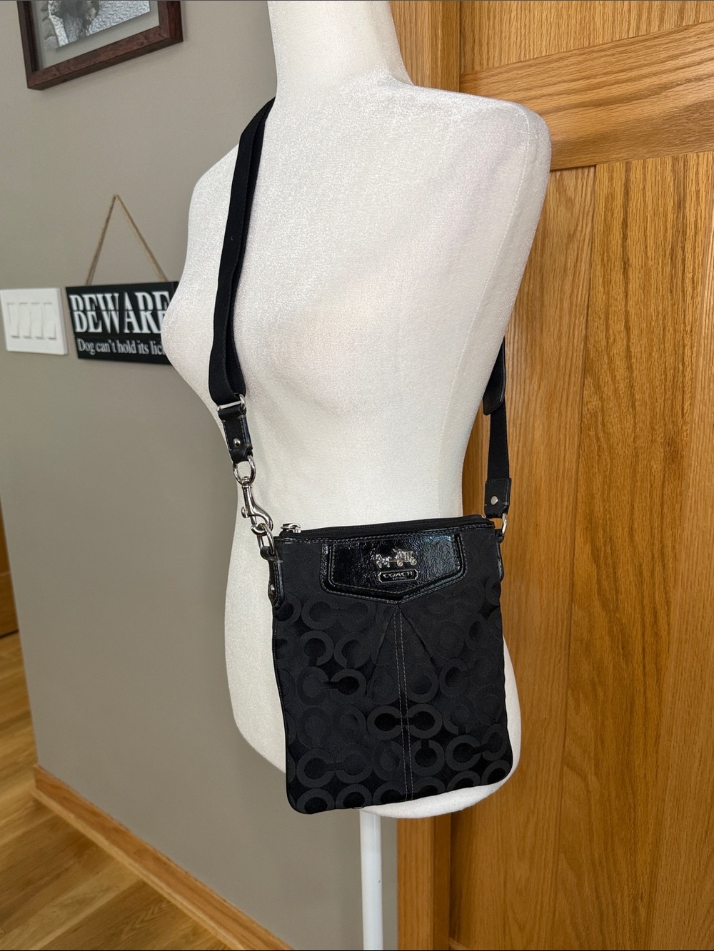 Coach Black Signature Jacquard Crossbody Bag